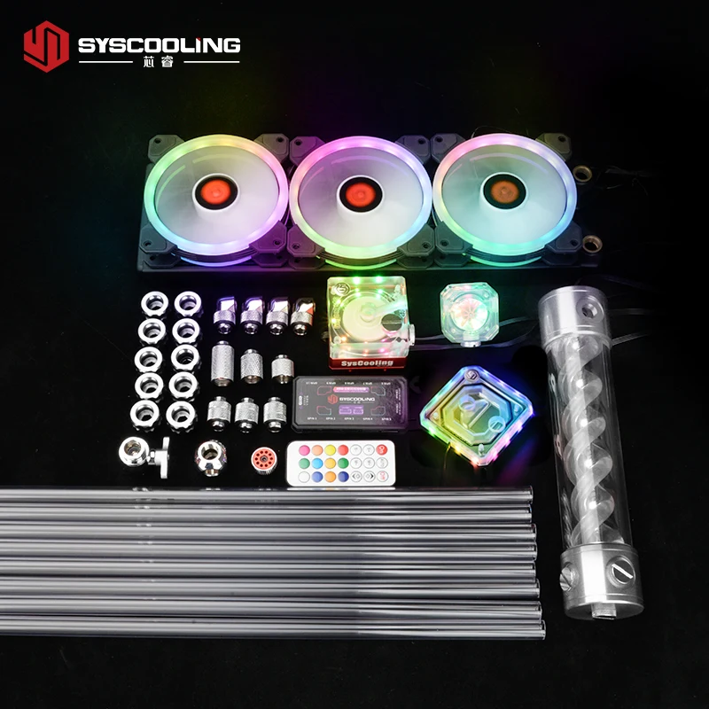 Syscooling PC water cooling kit for Intel CPU 115x 2011 CPU socket PETG tube liquid cooling system RGB support, Silver,blue,red,gold
Syscooling PC water cooling kit for Intel CPU 115x 2011 CPU socket PETG tube liquid cooling system RGB support, Silver,blue,red,gold