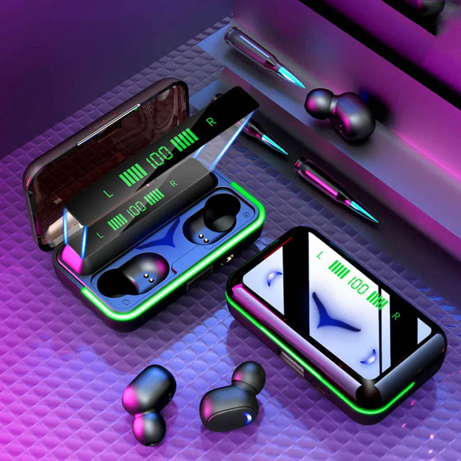 Stereo Blutooth Earphones True Wireless Earbuds Gaming Headset TWS Headphone w 1200mAh Power Bank Charging Case for Cell Phones
Stereo Blutooth Earphones True Wireless Earbuds Gaming Headset TWS Headphone w 1200mAh Power Bank Charging Case for Cell Phones