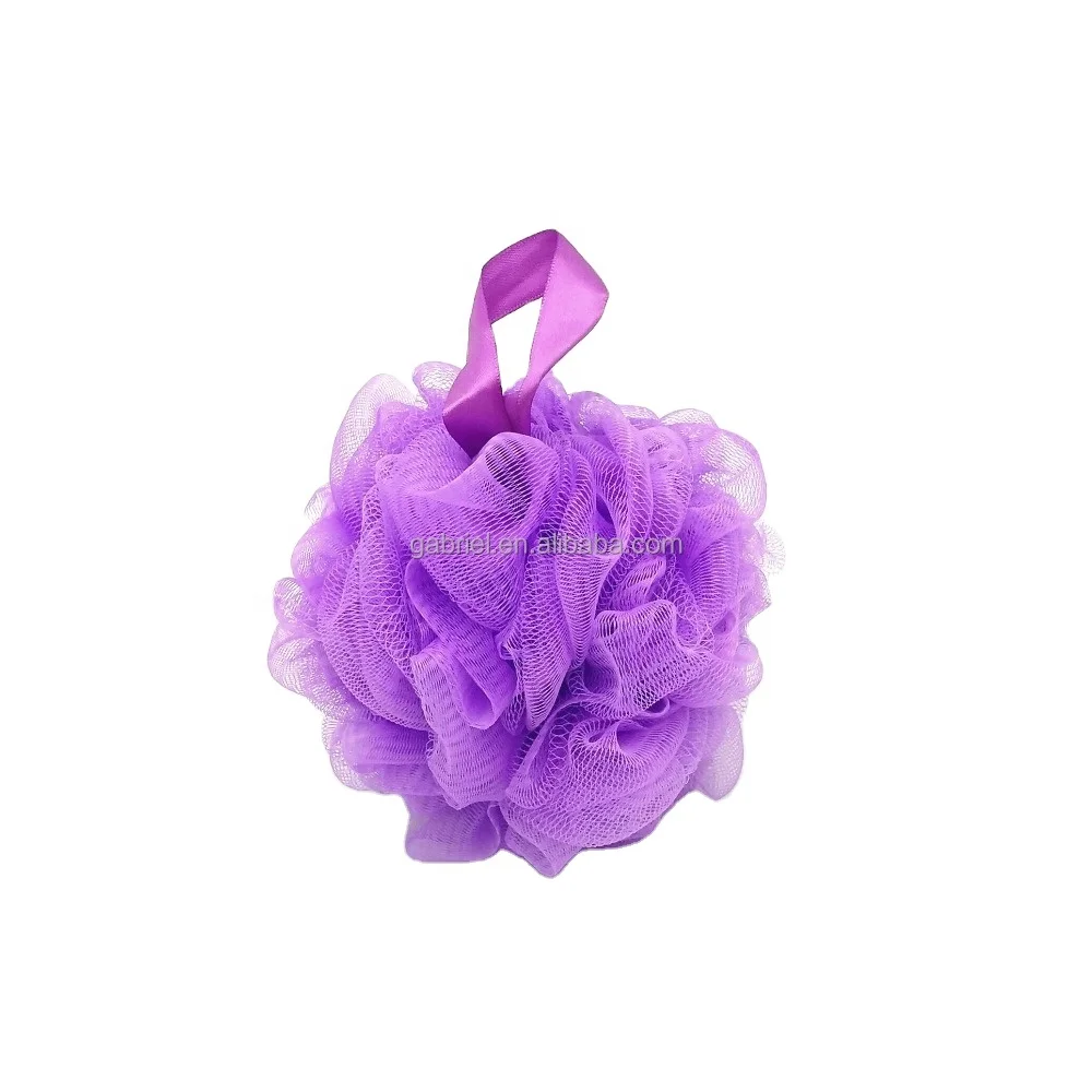 2021 Hot selling Soft PE mesh pouf loofah exfoliating body puff shower sponge bath flower  bath sponge