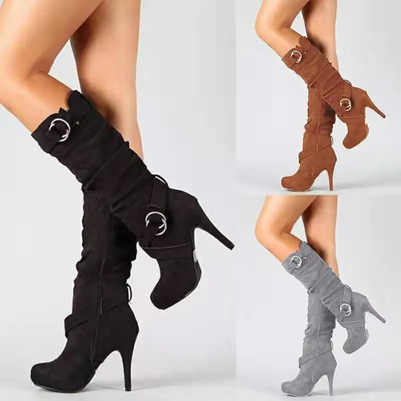 10% Off Autumn Winter Knee-High Long Boots Belt Buckle Roman Women Boots Round Toe High Heel Shoes Plus Size 35-43 Black Brown
10% Off Autumn Winter Knee-High Long Boots Belt Buckle Roman Women Boots Round Toe High Heel Shoes Plus Size 35-43 Black Brown