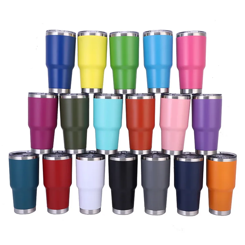 

30oz Stainless Steel Double wall Vacuum insulation Tumbler Coffee cup Beer mug Outdoor travel sports Drinkware with lid, Multi colors
