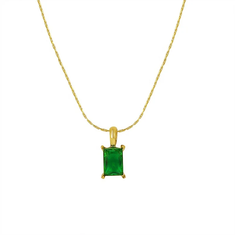2022 Stainless Steel Women's Engagement 18K Gold Filled Emerald Zircon Pendant Necklace, Silver, gold
2022 Stainless Steel Women's Engagement 18K Gold Filled Emerald Zircon Pendant Necklace, Silver, gold
