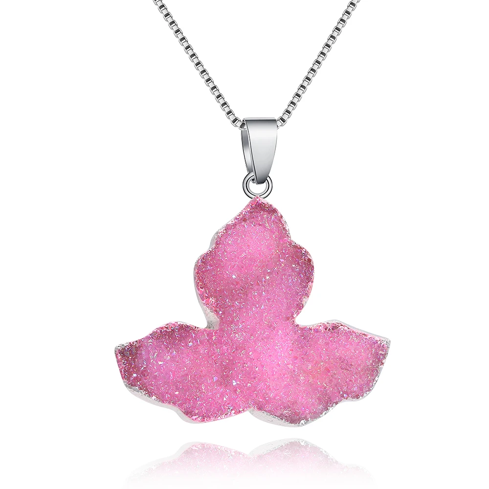 custom natural stone necklace silver jewelry crystal druzy leaf shape necklace pendant gold chain for women gifts, 3 colors to choose
custom natural stone necklace silver jewelry crystal druzy leaf shape necklace pendant gold chain for women gifts, 3 colors to choose