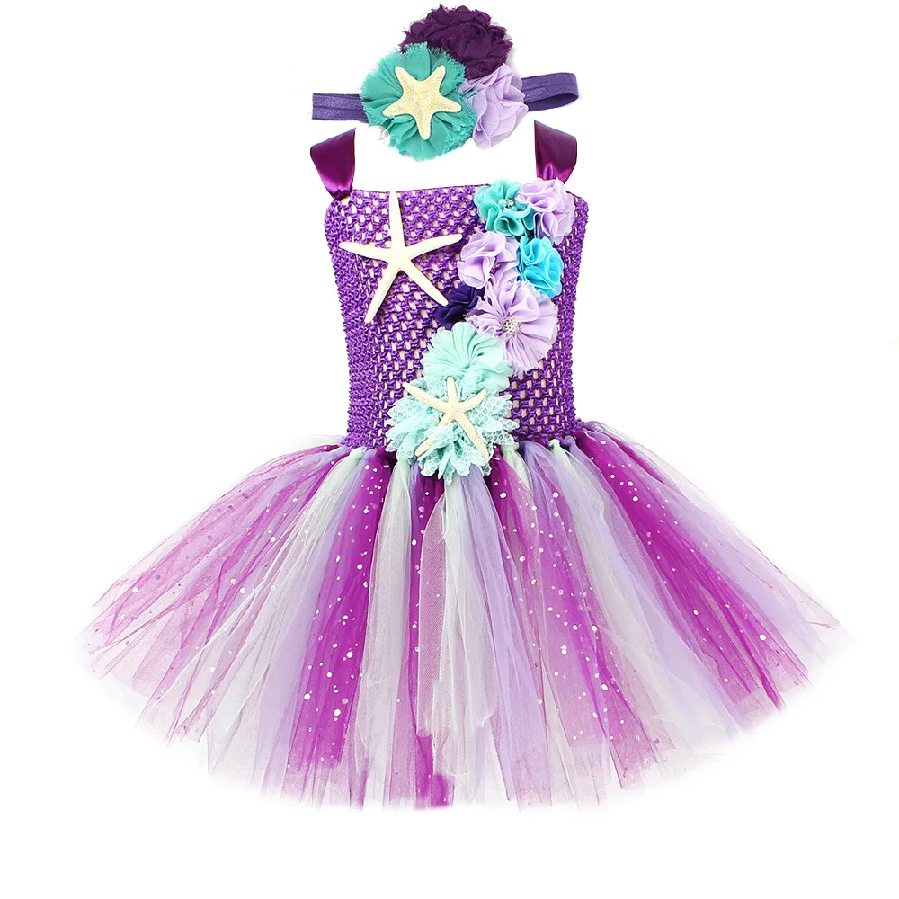 

In stock 2022 new design Mermaid Cosplay little girl tutu dress fashion fancy performance dress costumes for kids, One colors as picture