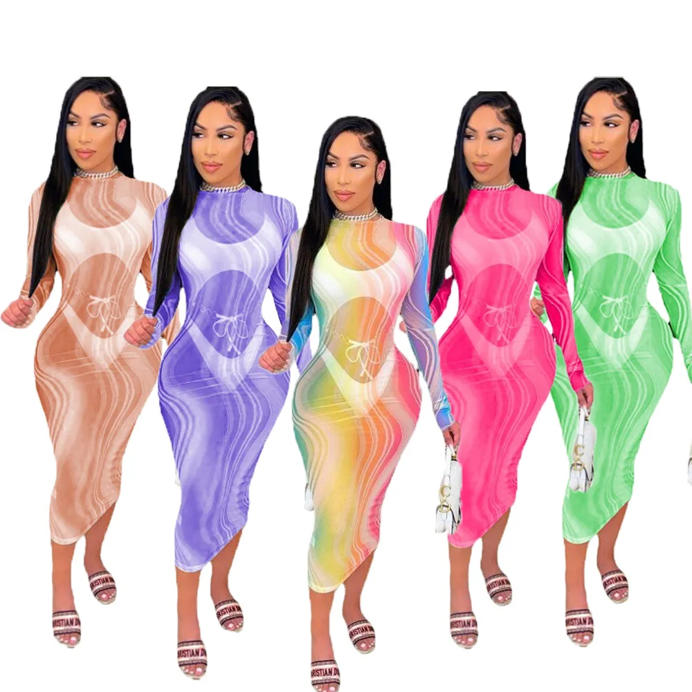 Wholesale Rainbow Print Plus Size Dress Womens Sexy Long Sleeve See Through Mesh 1 Piece Party Bodycon Dress For Women, Picture shows
Wholesale Rainbow Print Plus Size Dress Womens Sexy Long Sleeve See Through Mesh 1 Piece Party Bodycon Dress For Women, Picture shows