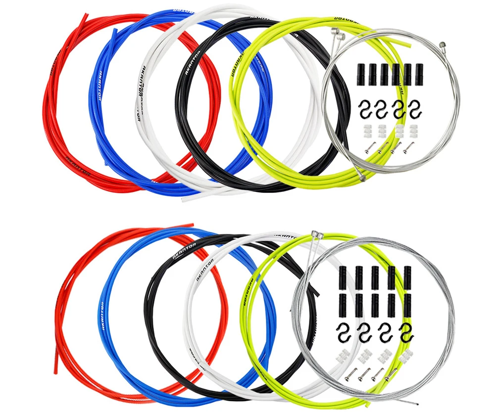 AKANTOR Wholesale Multi-color Optional Bicycle Brake Cable Set Universal Brake Shifter Housing Inner Line Wire Accessories Kit, Black red blue green white
AKANTOR Wholesale Multi-color Optional Bicycle Brake Cable Set Universal Brake Shifter Housing Inner Line Wire Accessories Kit, Black red blue green white