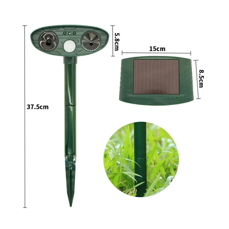 Solar Animal Repellent Rechargeable Battery Powered Ultrasonic dog Repeller Solar Cat Repeller
Solar Animal Repellent Rechargeable Battery Powered Ultrasonic dog Repeller Solar Cat Repeller