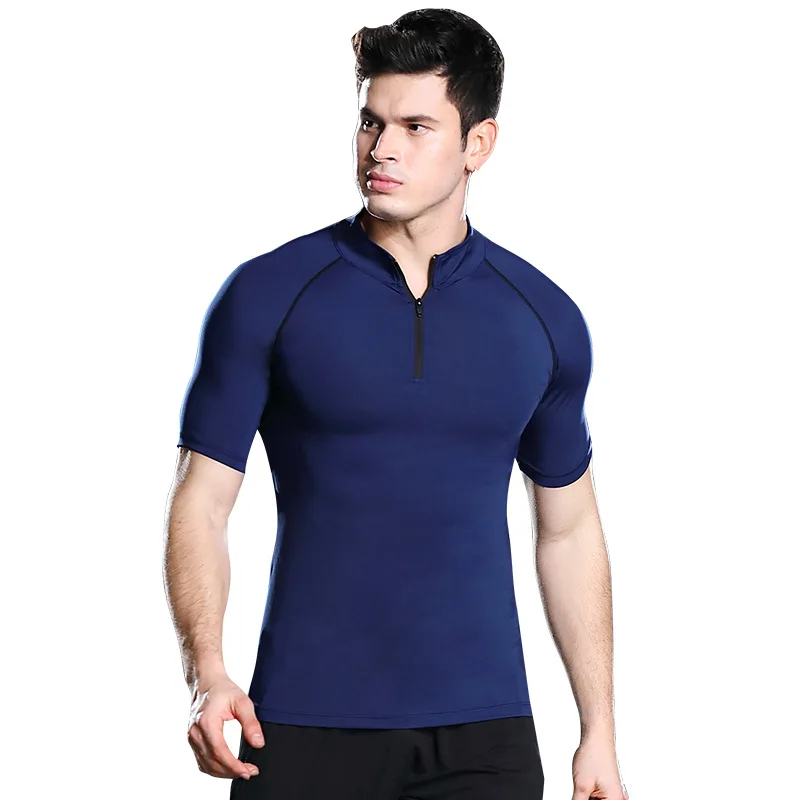Summer new high-stretch tight-fitting stand-up collar half-zip casual men's fitness T-shirt
Summer new high-stretch tight-fitting stand-up collar half-zip casual men's fitness T-shirt