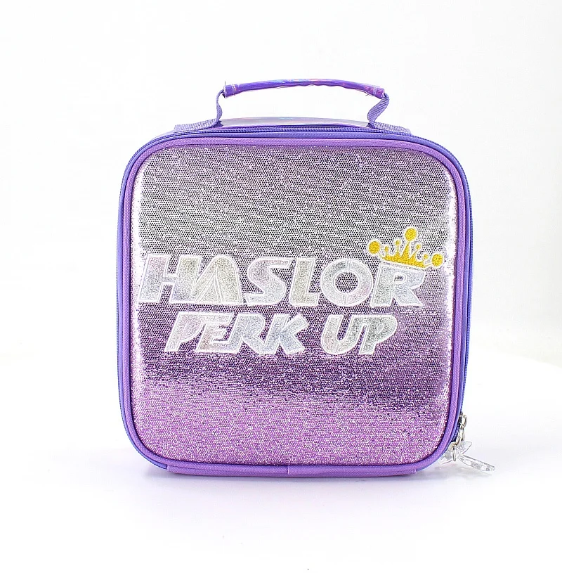 Wholesale Purple Holographic Glitter Girl Lunch Box Theral Bag for Foods, Customized color
Wholesale Purple Holographic Glitter Girl Lunch Box Theral Bag for Foods, Customized color