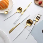 Laser Logo Free Hot 304 Black Gold Cutlery Restaurant Stainless Steel Wedding Metal Spoon Fork Cutlery