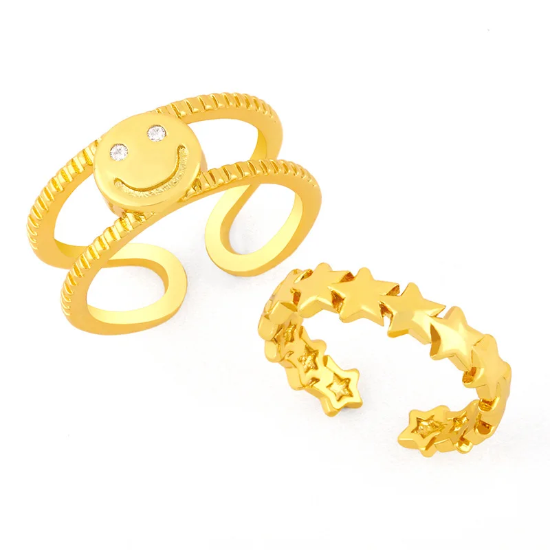 Double Layer Smiley Open Ring 18K Gold Plated Happy Smiley Face Retro Vintage Couple Adjustable Ring Custom Size, Gold color ring
Double Layer Smiley Open Ring 18K Gold Plated Happy Smiley Face Retro Vintage Couple Adjustable Ring Custom Size, Gold color ring