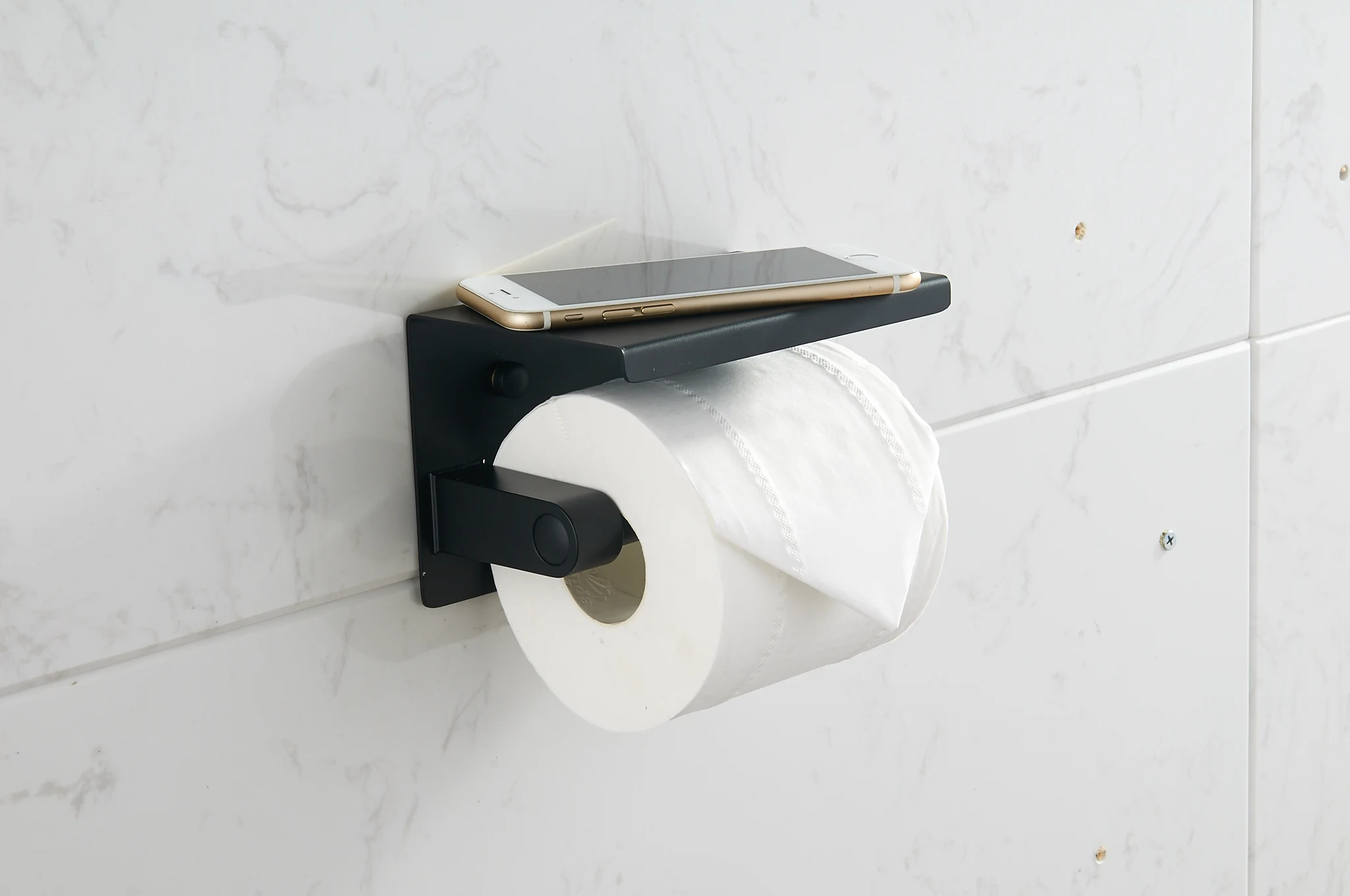 Stainless Steel Wall Mounted Black Paper Toilet Holder With Mobile