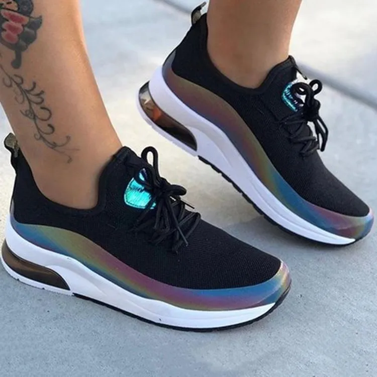 Reflective Fly weave Lace up Casual sports large size Running women Shoes, White+black +pink
Reflective Fly weave Lace up Casual sports large size Running women Shoes, White+black +pink