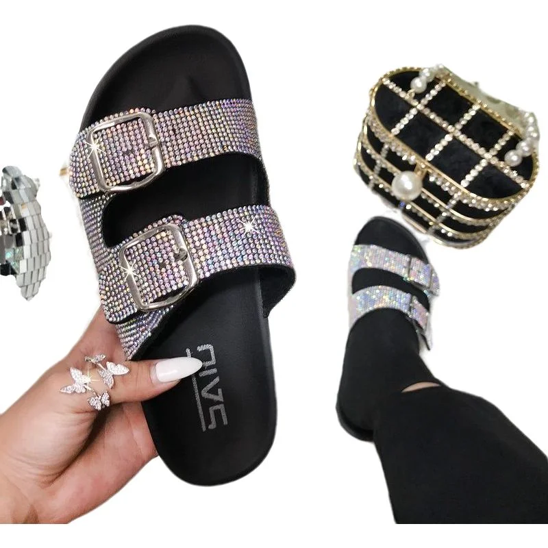 New arrival doubles straps shining rhinestone decoration sandals multi color women short heel outdoor slippers, Black, blue, pink and multi color
New arrival doubles straps shining rhinestone decoration sandals multi color women short heel outdoor slippers, Black, blue, pink and multi color