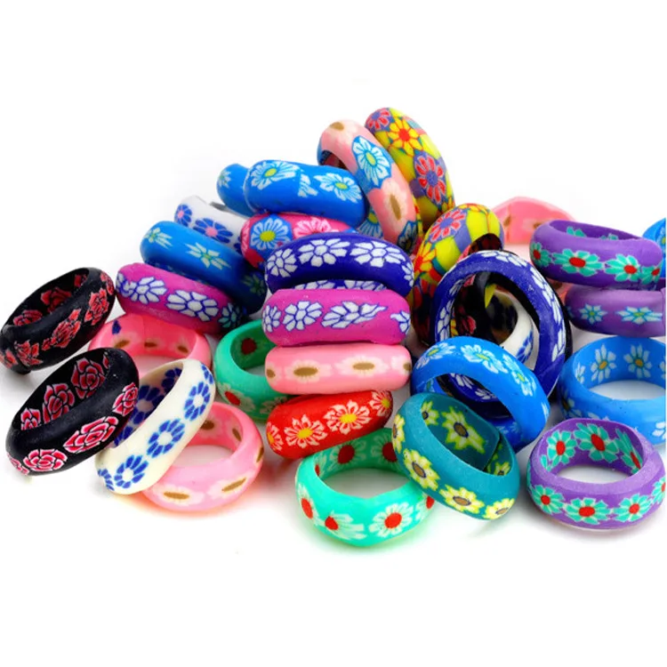 Hand-Painted Colorful Polymer Clay Ring Trendy No Fade Children Rings Jewelry 6mm Width Kid's Ring, As picture
Hand-Painted Colorful Polymer Clay Ring Trendy No Fade Children Rings Jewelry 6mm Width Kid's Ring, As picture