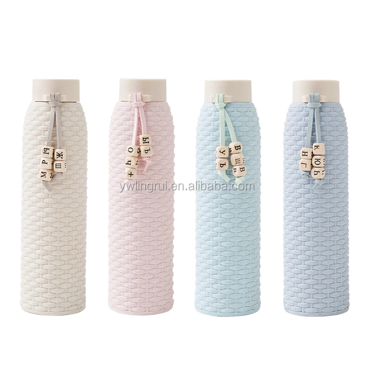 

Biodegradable Rattan Wheat Straw Sleeve Double Wall Glass water Bottle with sleeve
