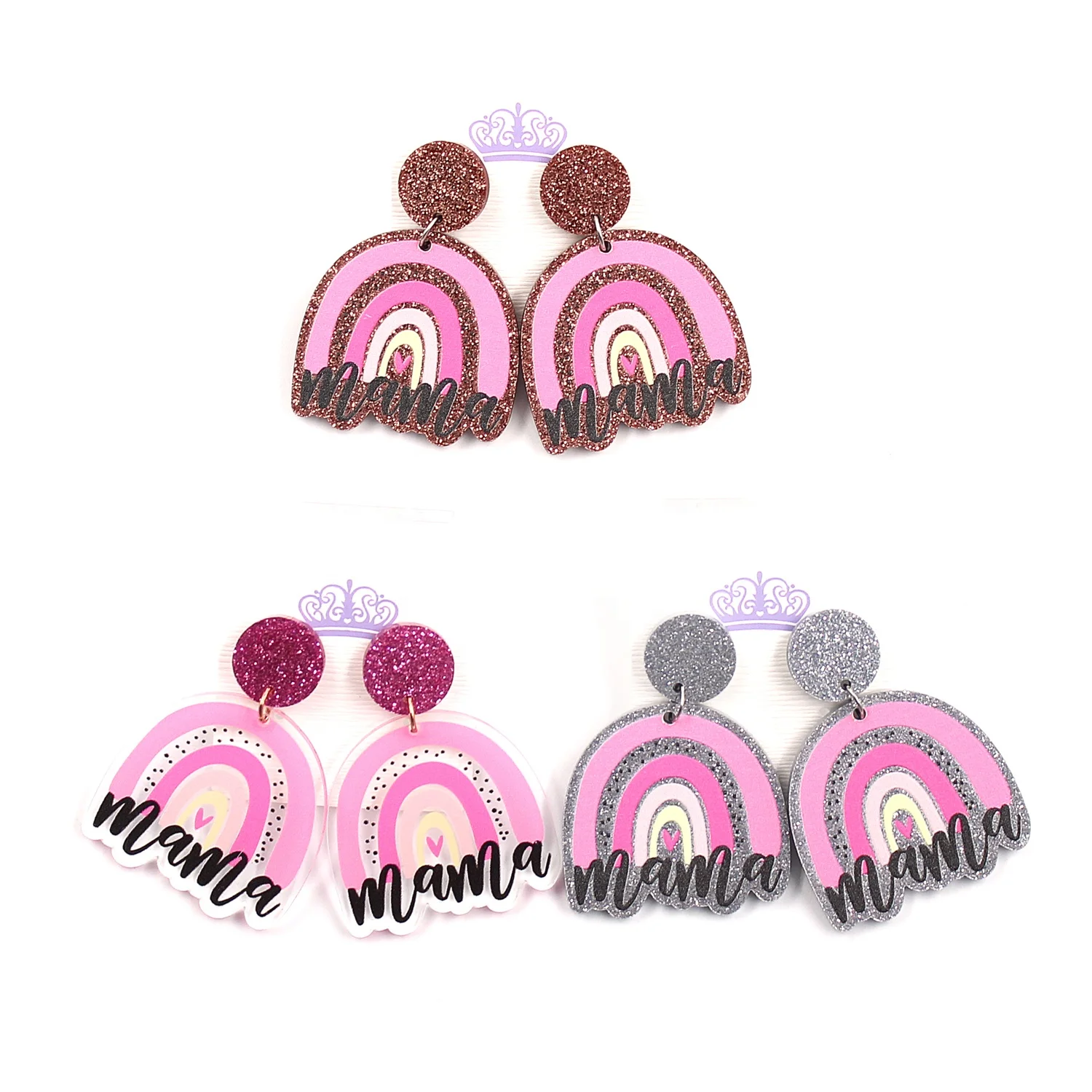Acrlylic Rainbow Mama Dangle Earring Mother's Day Earrings Mom Gift Glitter Acrylic Earrings
Acrlylic Rainbow Mama Dangle Earring Mother's Day Earrings Mom Gift Glitter Acrylic Earrings