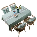 Jacquard table runner green stone design fabric french tablecloth for party