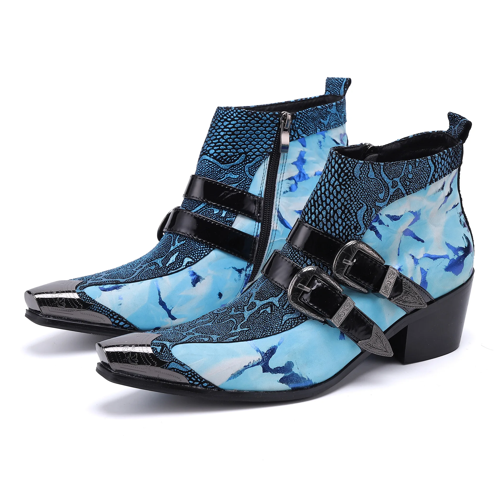 2022 New Arrivals Men's Fashion Boots With Iron Head Buckle And Side Zipper Printing Men's Formal Boots
2022 New Arrivals Men's Fashion Boots With Iron Head Buckle And Side Zipper Printing Men's Formal Boots