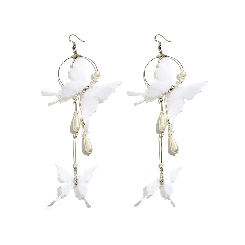 Charare Long tassel Exaggerated white butterfly pendant pearl earring jewelry accessories women
Charare Long tassel Exaggerated white butterfly pendant pearl earring jewelry accessories women