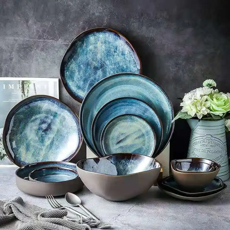 Kiln Change Starry Blue Nordic Ceramic Plate Serving Round Tray Decorative Salad Dessert Plate Porcelain Tableware Dinner Sets
Kiln Change Starry Blue Nordic Ceramic Plate Serving Round Tray Decorative Salad Dessert Plate Porcelain Tableware Dinner Sets