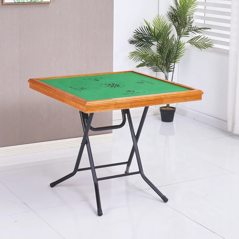 

Cheap Price Simple Design Wood Folding Legs Foldable Mahjong Table with 2 Sets Mahjong Tiles, Custom color