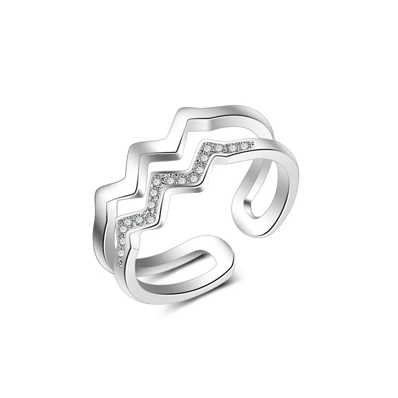 wave ring Korean Fashion Jewelry Elegant Double Layer Silver Crystal Wave Ring Engagement Ring For Women
wave ring Korean Fashion Jewelry Elegant Double Layer Silver Crystal Wave Ring Engagement Ring For Women