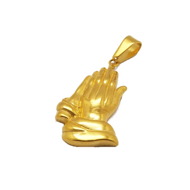 Hip hop's prayer hand pendant Christian jewelry gold stainless steel religious charm praying hand pendant
Hip hop's prayer hand pendant Christian jewelry gold stainless steel religious charm praying hand pendant