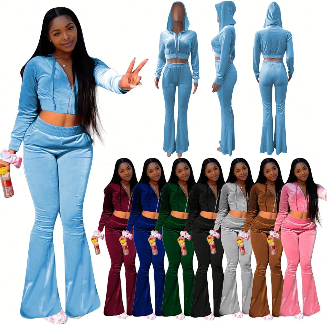 New Fall Sweatsuit Women Hoodies Velvet Sweat Pant Sets Outfits Autumn Long Sleeve Crop Top Pant Two Pieces Set Velour Tracksuit
New Fall Sweatsuit Women Hoodies Velvet Sweat Pant Sets Outfits Autumn Long Sleeve Crop Top Pant Two Pieces Set Velour Tracksuit