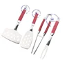 4 pcs big BBQ tool set heavy barbecue grilling tools big spatula fork tong with easy grip soft colorful rubber handle