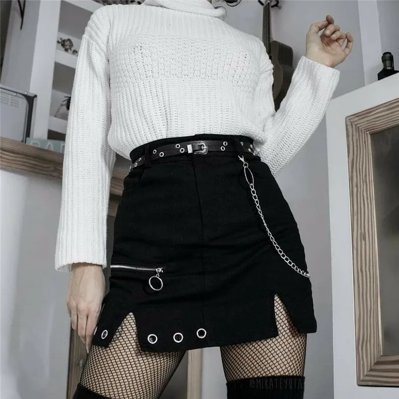 R20831S Women's 2020 New Dark Sexy Ring Chain Split A-line Short Skirt, As picture
R20831S Women's 2020 New Dark Sexy Ring Chain Split A-line Short Skirt, As picture