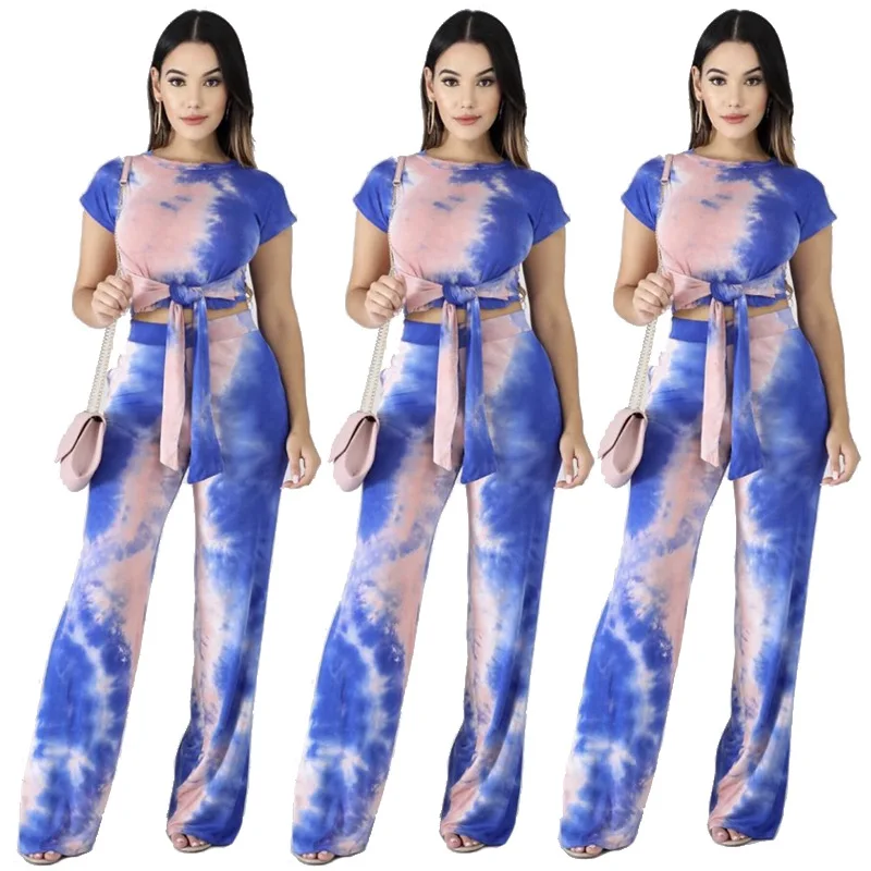 Two Pieces Set Casual Tie Dye Color Short Sleeve Sweatshirt Elastic High Waistband Pants Knit Leisure Sets, Print
Two Pieces Set Casual Tie Dye Color Short Sleeve Sweatshirt Elastic High Waistband Pants Knit Leisure Sets, Print