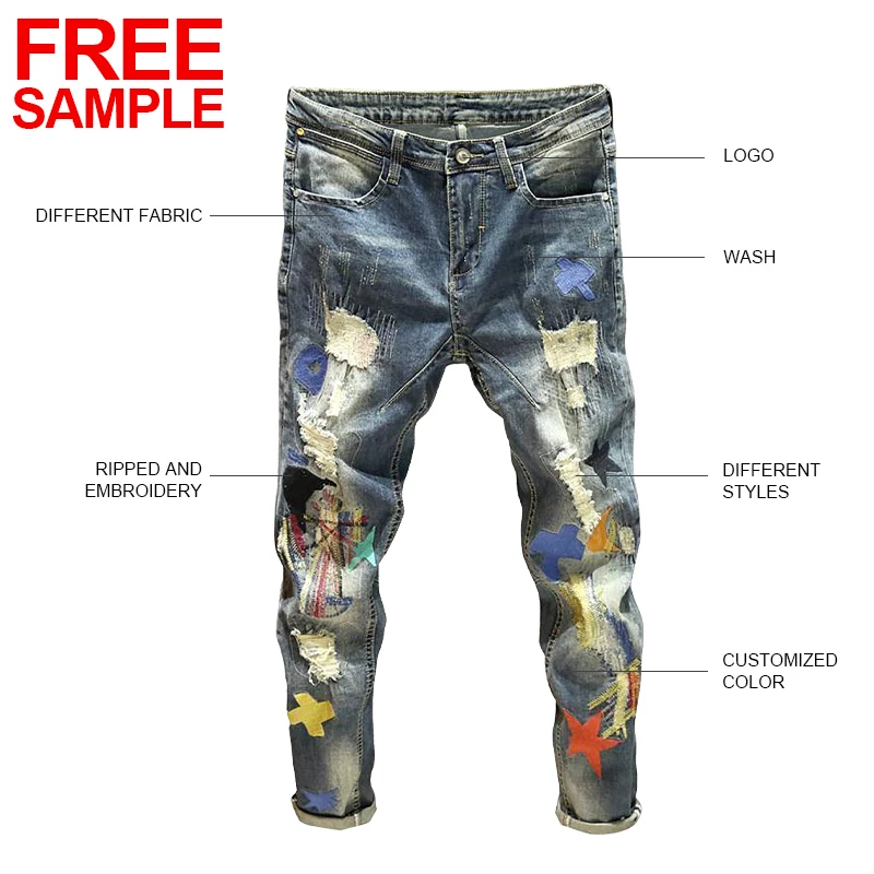 Men's stylish tattered Patches slim jeans Korea style Beggars' pants Fashion Trends
Men's stylish tattered Patches slim jeans Korea style Beggars' pants Fashion Trends