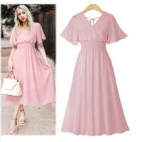 Fashion Casual Plus Size Solid Chiffon Long Dress V-neck Women Maxi Dresses
Fashion Casual Plus Size Solid Chiffon Long Dress V-neck Women Maxi Dresses
