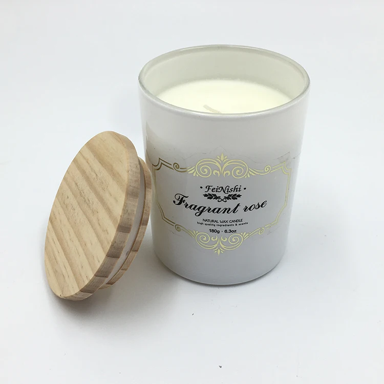 100% natural soy wax scented candle in glass jar