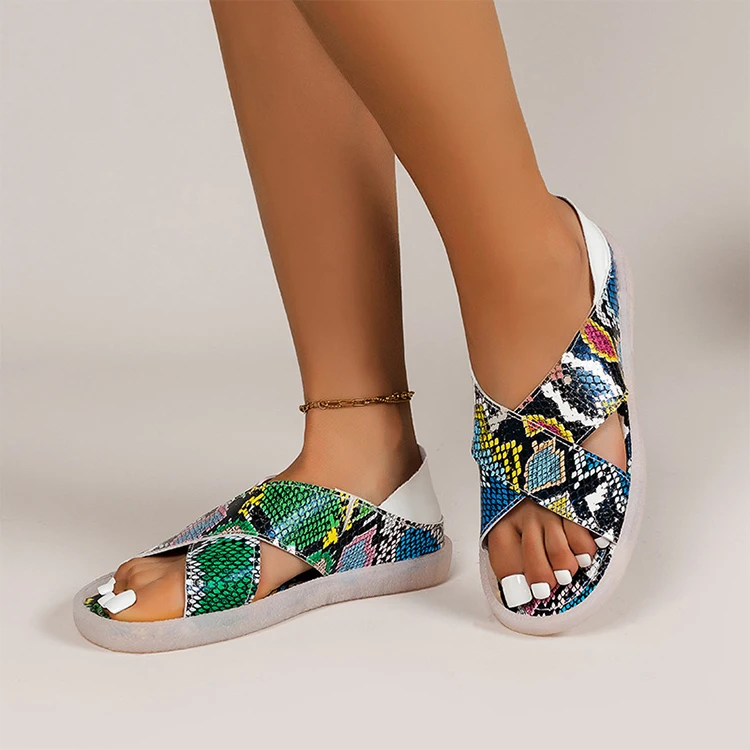 2022 Summer Spring Ladies Fashion Over Size Cross Belt Snake Pattern Beach Women Slippers Sandals Flat Sandals Slippers
2022 Summer Spring Ladies Fashion Over Size Cross Belt Snake Pattern Beach Women Slippers Sandals Flat Sandals Slippers