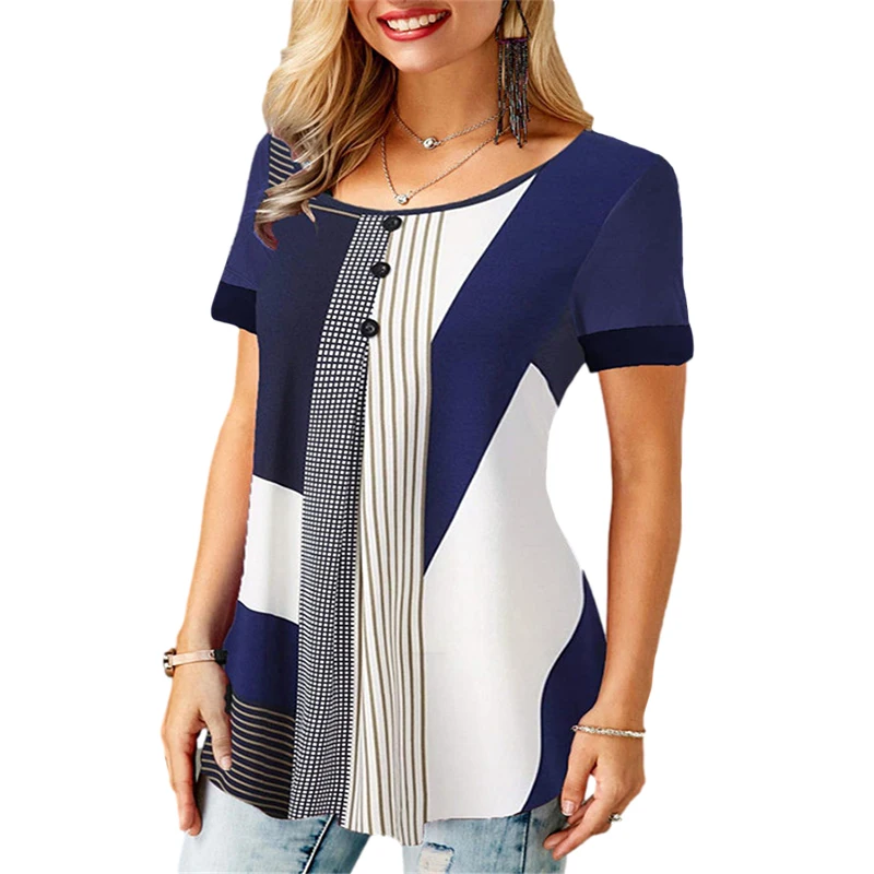 Summer Casual Women Blouse Soft Loose O Neck Printed Short Sleeves Tops Summer Female Shirts
Summer Casual Women Blouse Soft Loose O Neck Printed Short Sleeves Tops Summer Female Shirts