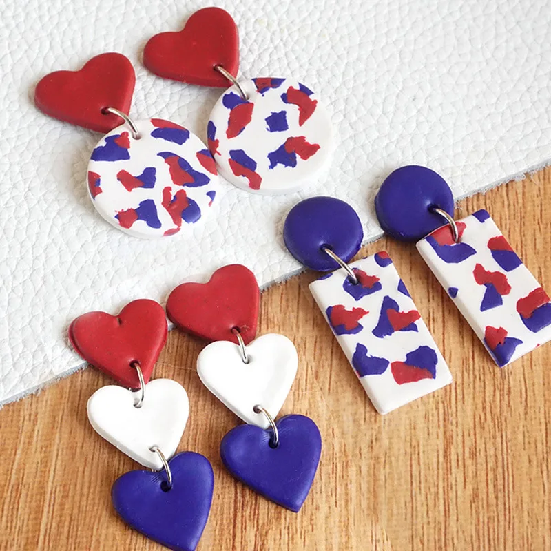 OUYE National Flag Color Love Heart U.S. National Day Souvenir Festival Polymer Earrings Soft Clay Ceramic Earrings, Colorful
OUYE National Flag Color Love Heart U.S. National Day Souvenir Festival Polymer Earrings Soft Clay Ceramic Earrings, Colorful