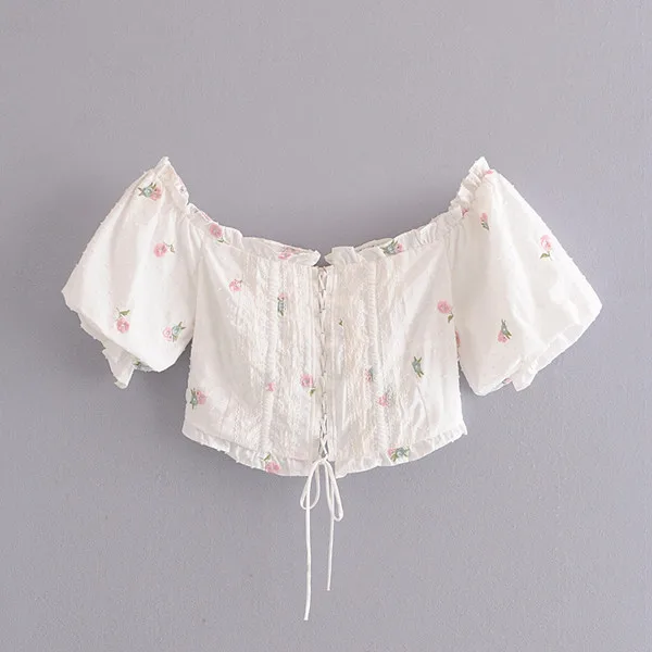 cs627 Summer Women Floral Embroidery Puff Sleeve White Cotton Crop Top Lady Sweet Lace Blouse Shirts Tops
cs627 Summer Women Floral Embroidery Puff Sleeve White Cotton Crop Top Lady Sweet Lace Blouse Shirts Tops