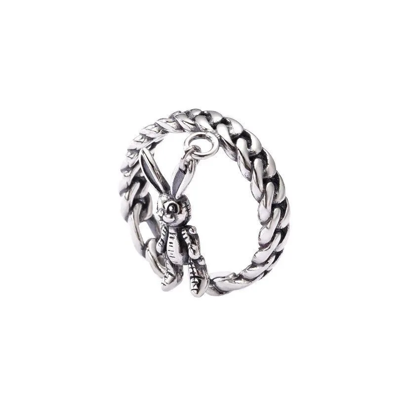 JUHU Retro Pendant Rabbit Ring Weaving Fashion Creative Cold Wind Men's And Women's Ring, Silver
JUHU Retro Pendant Rabbit Ring Weaving Fashion Creative Cold Wind Men's And Women's Ring, Silver