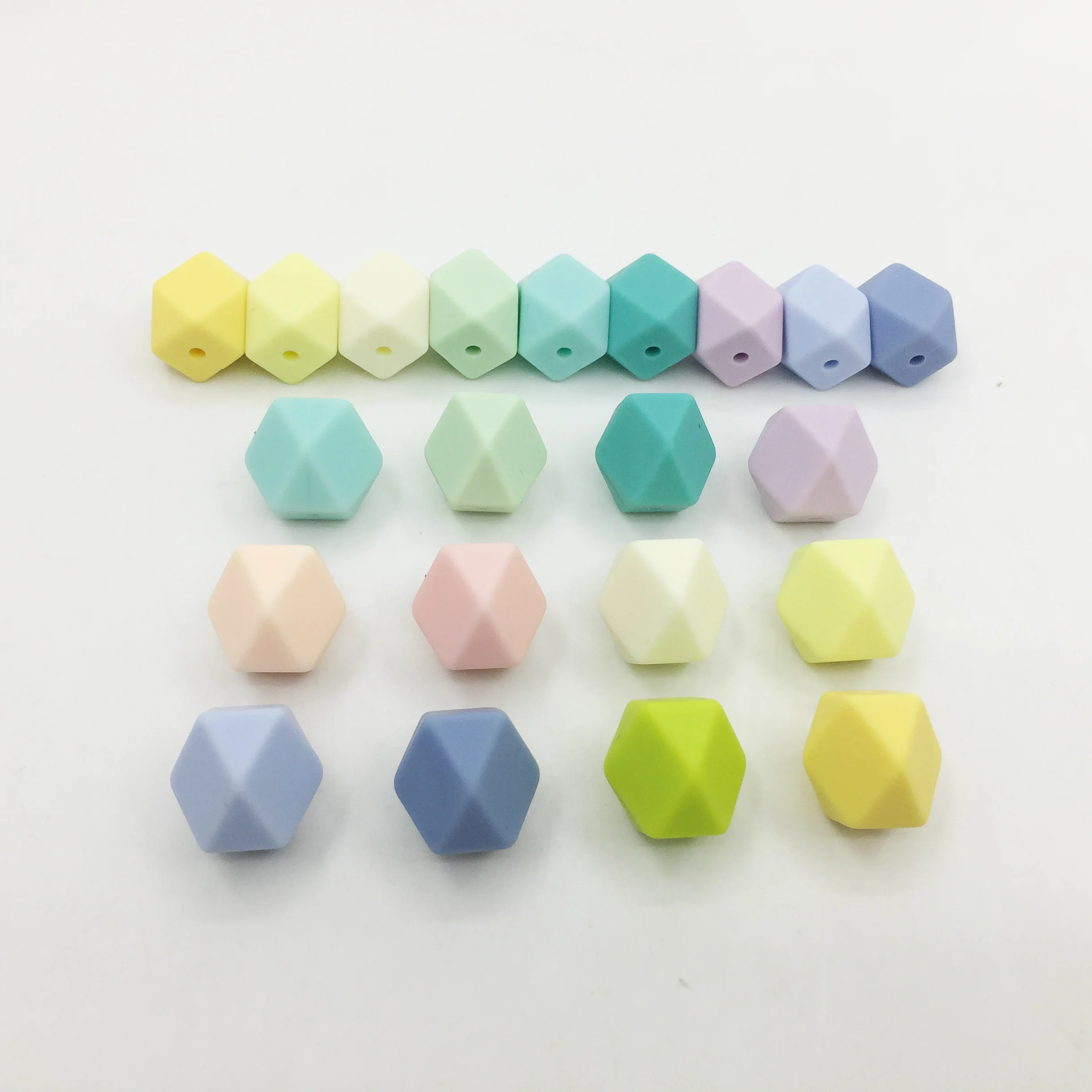 

Food Grade Nursing Baby Sensory Jewelry Making Hexagon Silicone Teething Beads, 30 colors