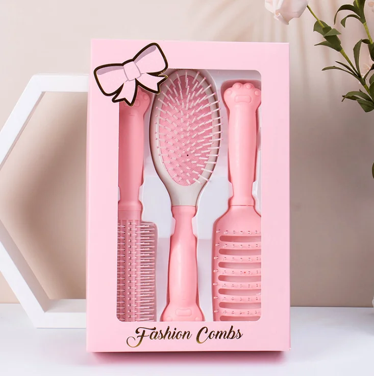 Professional Hang Stand 3pcs Comb Set Cat Paw Air Cushion Massage Comb Set Styling Curly Hair Salon Ribs Curved Comb Gift Set
Professional Hang Stand 3pcs Comb Set Cat Paw Air Cushion Massage Comb Set Styling Curly Hair Salon Ribs Curved Comb Gift Set