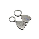 Beautiful Silver Color Keychain Shopping Trolley Coin Metal Custom Alphabet Logo KeyChain coin