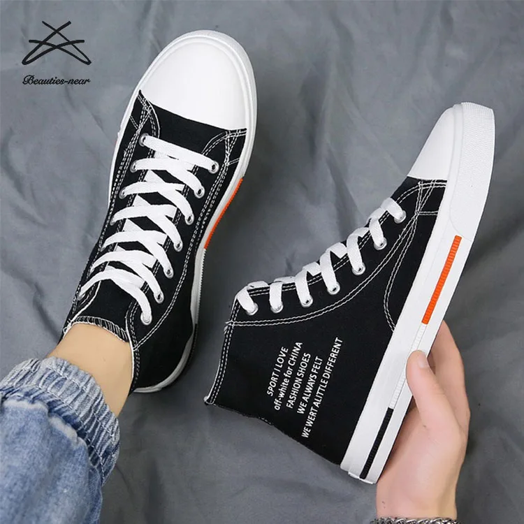 RTS High top classic words print men big size lace up sneaker canvas shoes, Black, white,yellow
RTS High top classic words print men big size lace up sneaker canvas shoes, Black, white,yellow