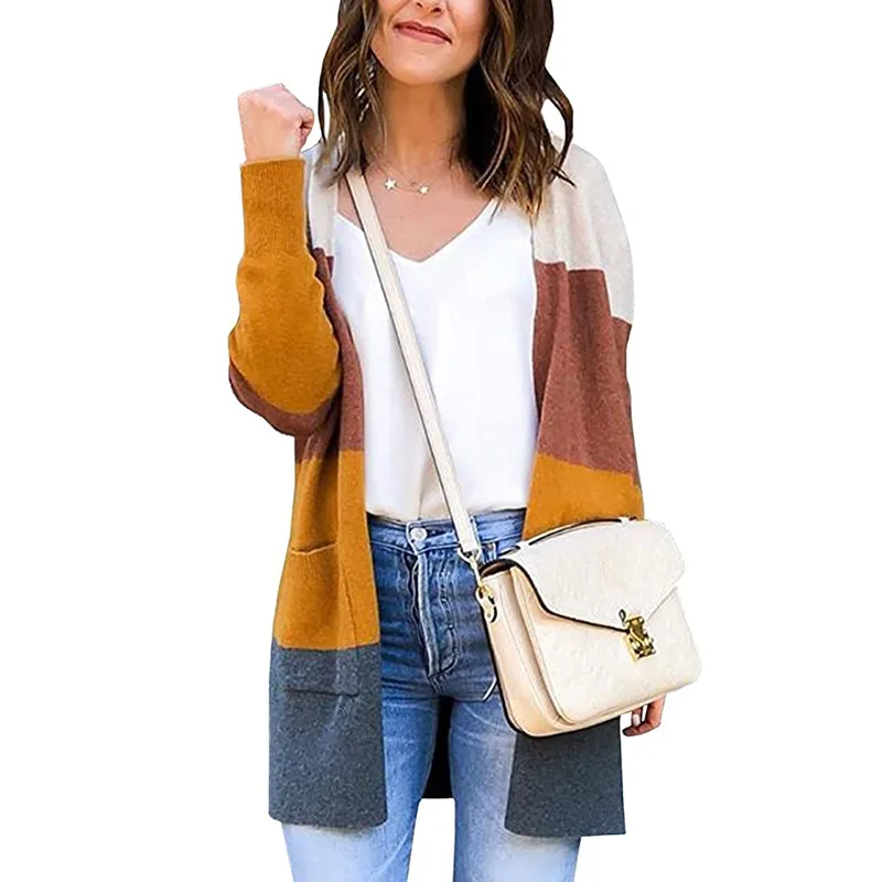 2020 New autumn Hot Selling long Sleeve Knitted contrast color cardigan women ladies sweater cardigan
2020 New autumn Hot Selling long Sleeve Knitted contrast color cardigan women ladies sweater cardigan