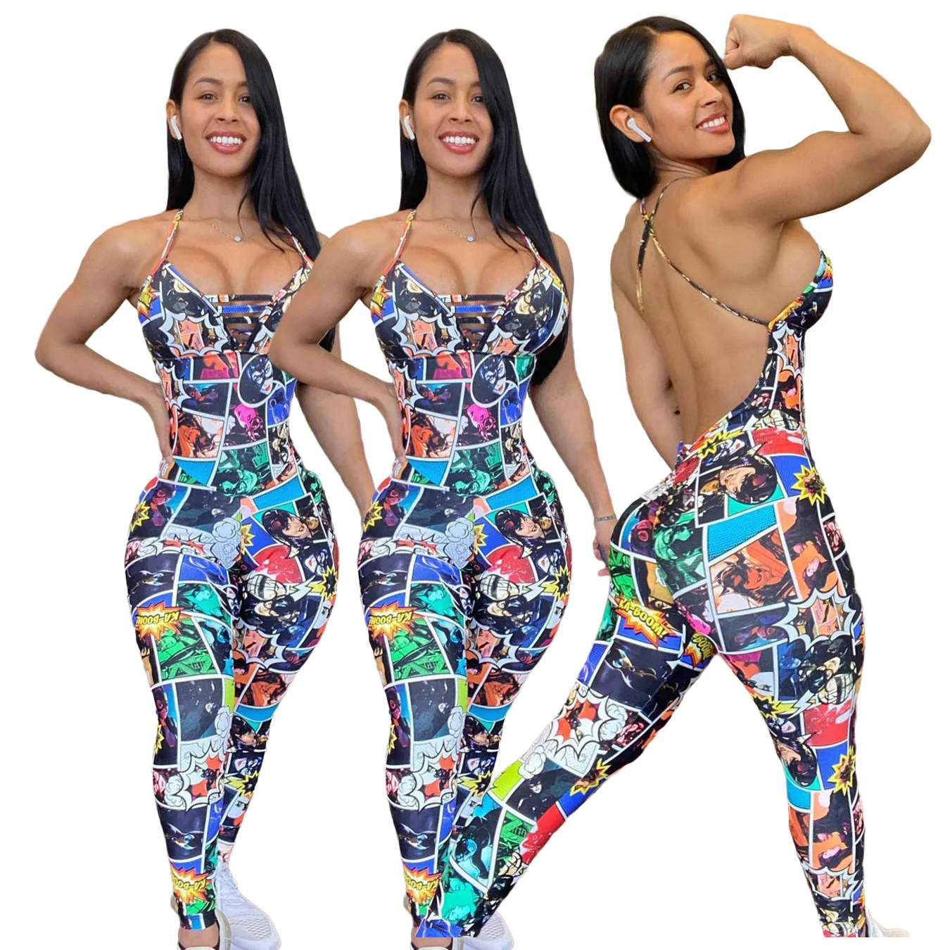 2021 Cute Womens Outfits Sexy Colorful Cartoon Printed Sleeveless Backless Tight Ladies Summer Female Bodycon Jumpsuit For Women, Blue
2021 Cute Womens Outfits Sexy Colorful Cartoon Printed Sleeveless Backless Tight Ladies Summer Female Bodycon Jumpsuit For Women, Blue