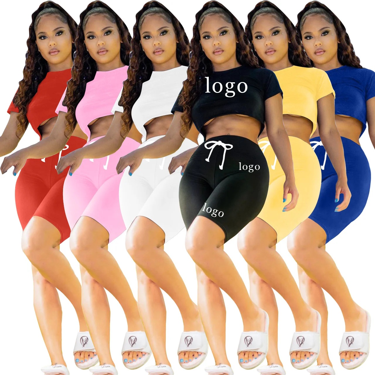Skinny women summer sets custom logo with one moq ladies and girls XS-XL plus size short sets sleeve 2 piece short set clothing, Different color
Skinny women summer sets custom logo with one moq ladies and girls XS-XL plus size short sets sleeve 2 piece short set clothing, Different color