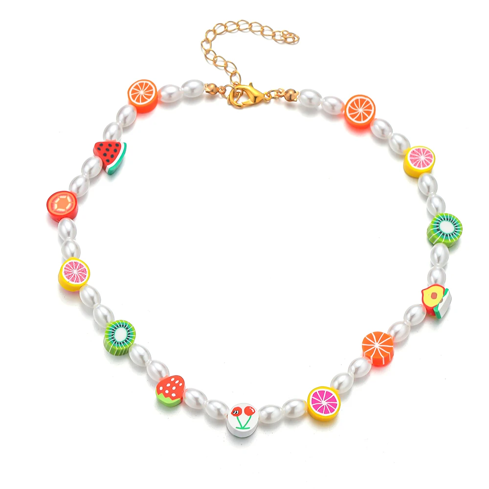 Clay Fruit Pearl Necklace For Ladies Jewelry Fashion Colorful fruit theme Bead Style Jewelry Handmade Waterproof women chain, Photo
Clay Fruit Pearl Necklace For Ladies Jewelry Fashion Colorful fruit theme Bead Style Jewelry Handmade Waterproof women chain, Photo