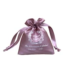 Custom Eco Friendly Fashion Printed Satin Drawstring Gift Bag For Wedding And Festival