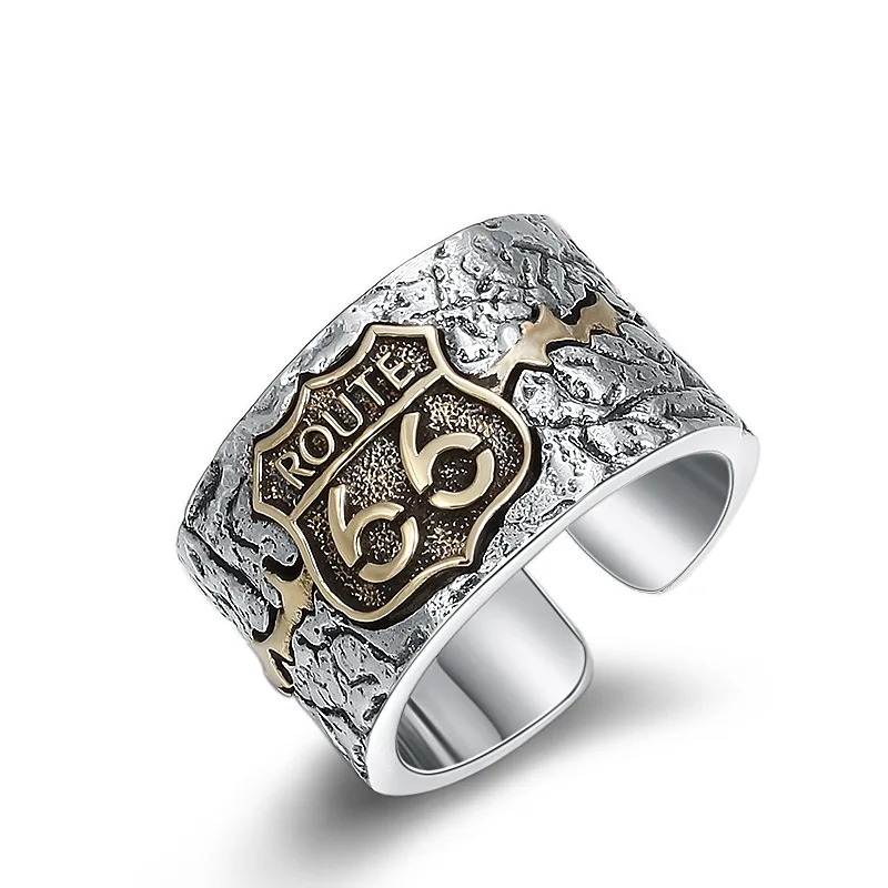 Wholesale 925 Sterling Silver Ring Route 66 Vintage Punk Silver Hiphop Ring Gifts for Men
Wholesale 925 Sterling Silver Ring Route 66 Vintage Punk Silver Hiphop Ring Gifts for Men
